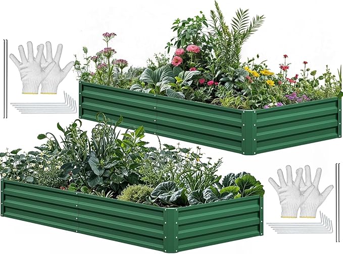 YITAHOME 72x36x12 in 2pcs Galvanized Raised Garden Bed Kit, Large Metal Planter by YITAHOME