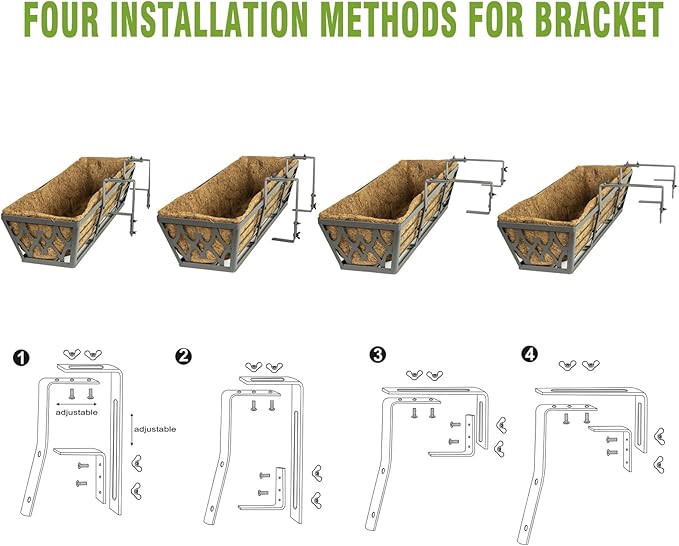 4 Pack 24 Inch Window Boxes Planters Railing Planter Box - Image 5