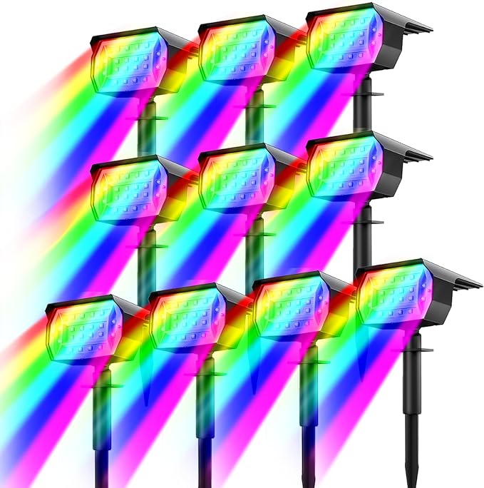nipify 10 Pack Solar Spot Lights Outdoor Color Changing, 7 Modes Halloween RGB by Nipify