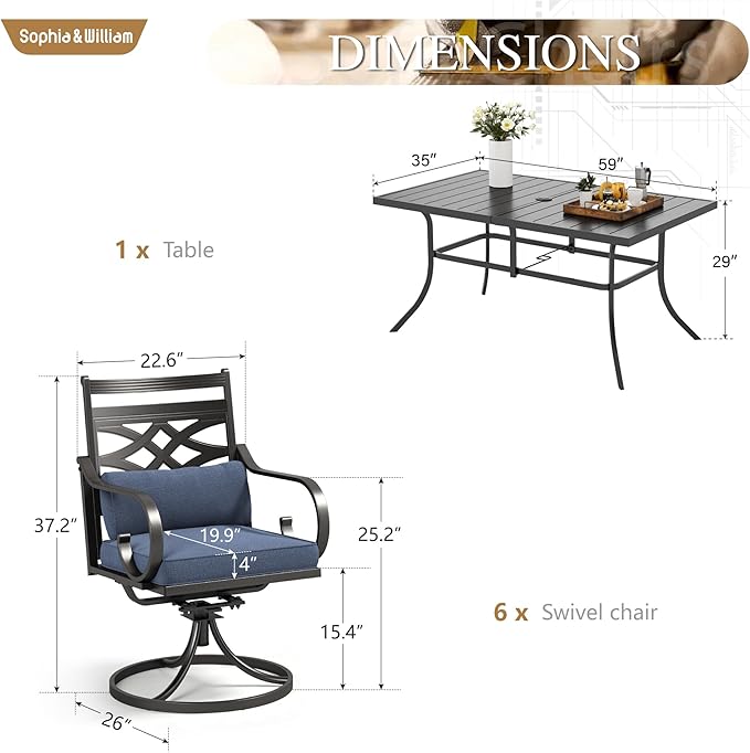 Sophia and William Swivel Patio Dining Set - Image 6