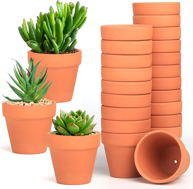 Terra Cotta Pots, 24 Pack 3.15 Inch Mini Clay Pot by Baxrou
