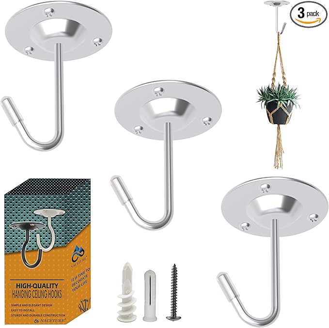 NACETURE Ceiling Hooks for Hanging Plants 3 Pack by NACETURE
