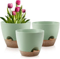 Plant Pots 10/9/8 Inch Self Watering Pots, Plastic Flower Pots, Nursery by QRRICA