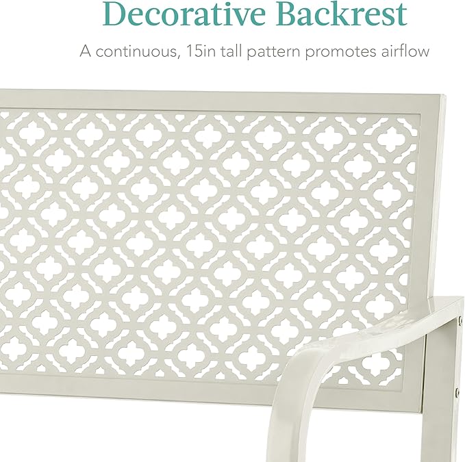 Best Choice Products Outdoor Bench 2-Person Metal Steel Benches Furniture - Image 5