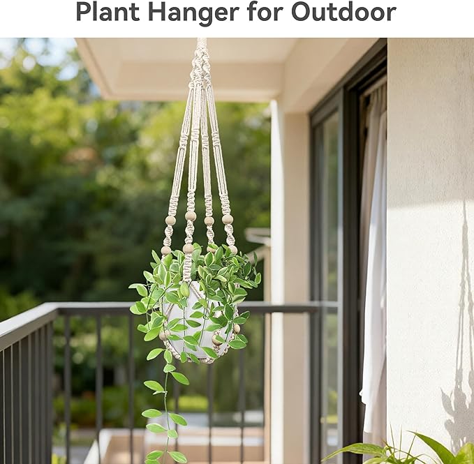 USLAI Macrame Plant Hanger Indoor Outdoor, Fits 4 to 15 Inch Pots, Strong - Image 5