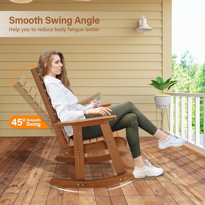 VINGLI Wooden Rocking Chair - Image 4