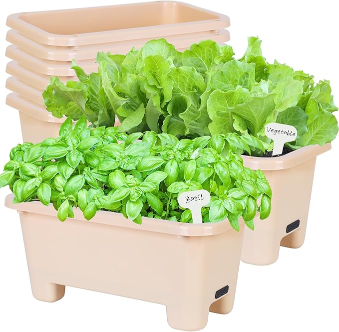 Self-Watering Rectangle Planter Boxes 8-Pack, 15.7-Inch Window Box Planter by Oliz