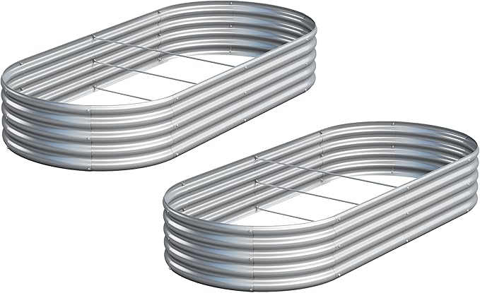 2PCS 6x3x1ft Galvanized Metal Raised Garden Bed Kit, Outdoor Planter Box by Easllre
