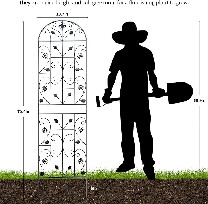 Trellis for Climbing Plants Outdoor, （2 Pack 70.8x19.6-inch）, Generic Metal - Image 7