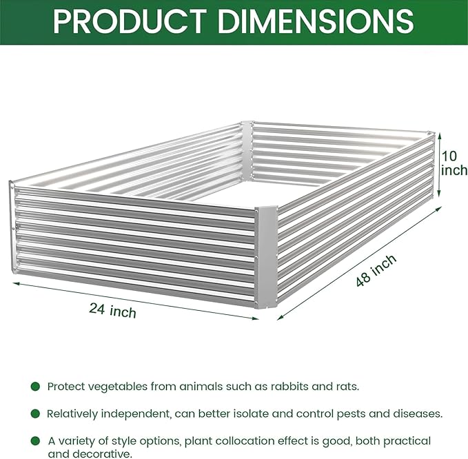4 Pack Corrugated Galvanized Steel Raised Garden Bed Outdoor, Metal Above - Image 4