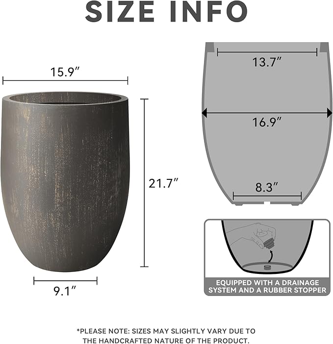 Kante Tall Concrete Planter, 21.7-Inch Height Antique Bronze Large Indoor - Image 2