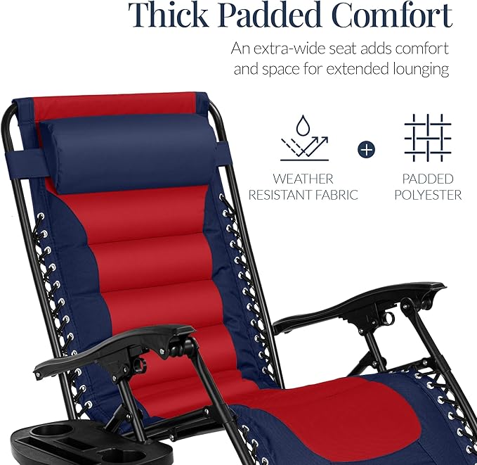 Best Choice Products Oversized Padded Zero Gravity Chair, Folding Outdoor Patio - Image 4
