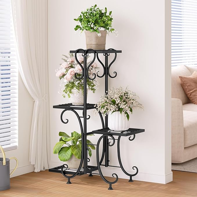 Plant Stand Indoor Outdoor Shelf 4Tier Metal Holder Pot Rack Multiple Plants - Image 2