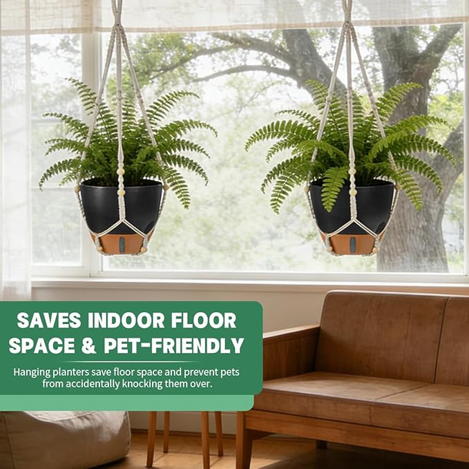 Self-Watering Hanging Planters for Indoor Plants Set 2-Piece Includes Plant - Image 4