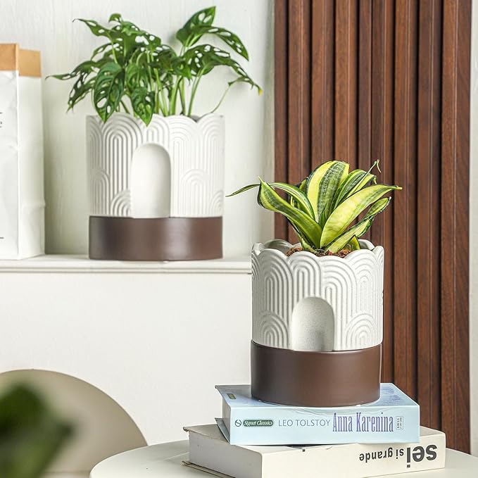 Nihow Self Watering Plant Pot: 8 Inch Ceramic Planter - Image 5
