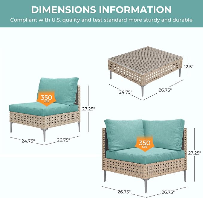 Grand patio 4-Piece Wicker Patio Furniture Set, Boho Outdoor Conversation Set - Image 5