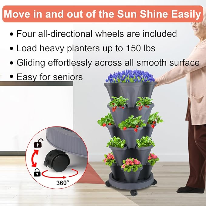 DUNCHATY Stackable Planter, Vertical Garden Planter - Image 5