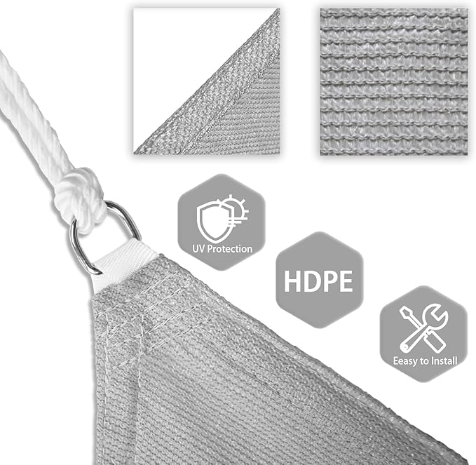 Patio Paradise 14' x 14' x 13'10" Sun Shade Sail Triangle Canopy, Permeable - Image 3