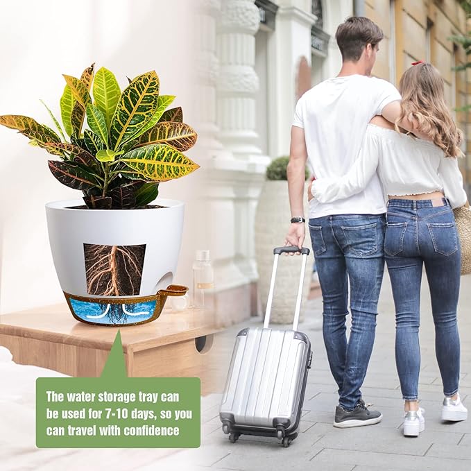 Large Self Watering Pots, 12/10/9 Plastic Planters - Image 6