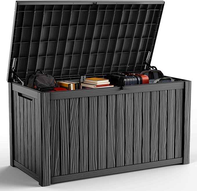 DRATO 200 Gallon Deck Box, Waterproof Resin Large Outdoor Storgae Box by DRATOprovidesawarmandcozy