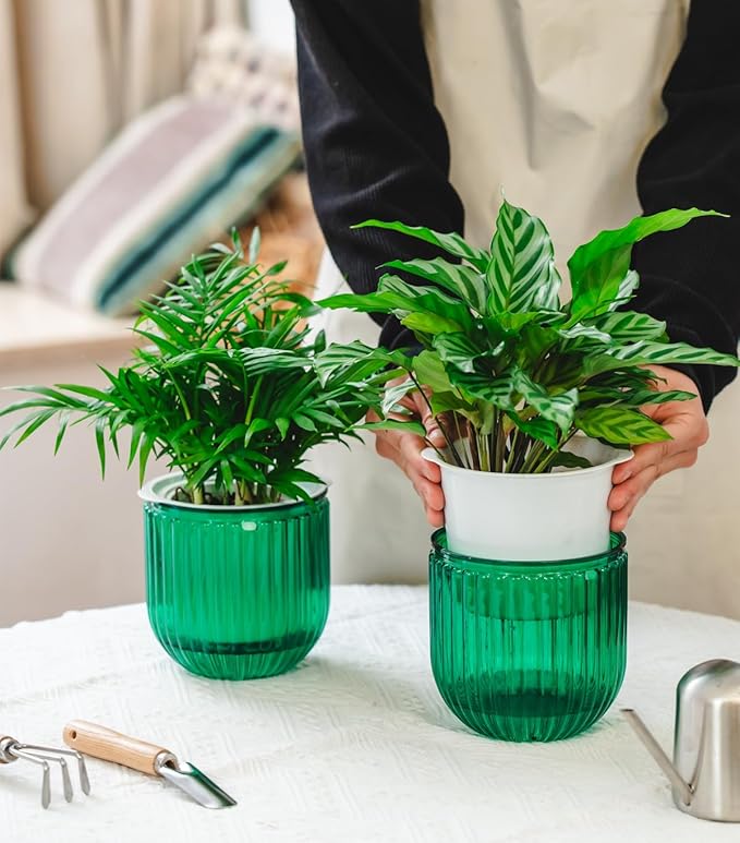 Josteve 5.2 Inch 2 Pcs Self Watering Hanging Planter Indoor Plant Pots Drainage - Image 2