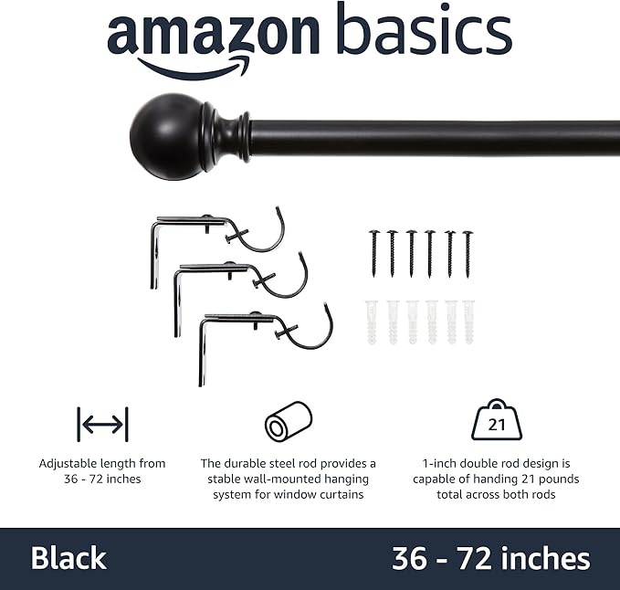 Amazon Basics Adjustable Curtain Rod - Image 2