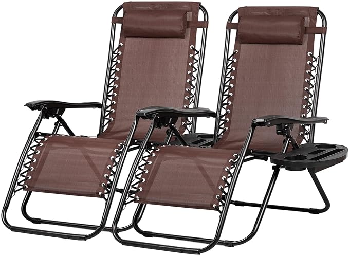 Nazhura Set of 2 Relaxing Recliners Patio Chairs Adjustable Steel Mesh Zero by NazhuraGoodCompanionAtHome