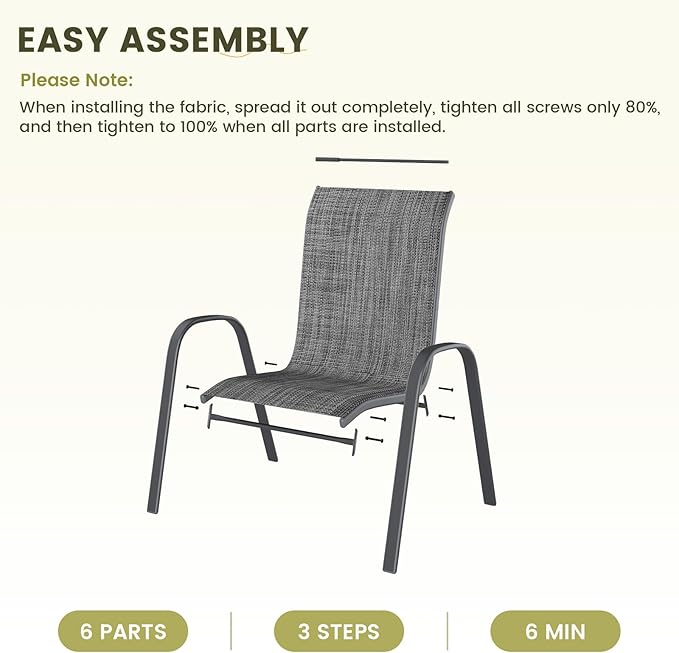 UDPATIO Patio Chairs Set of 2, Stackable Outdoor Dining Chairs - Image 8