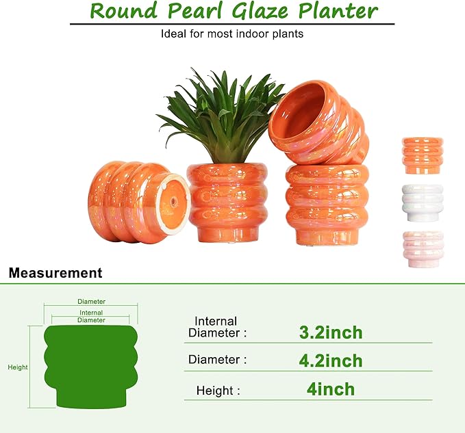 4.1 inch 4 pcs Ceramic Plant Pots - Image 3