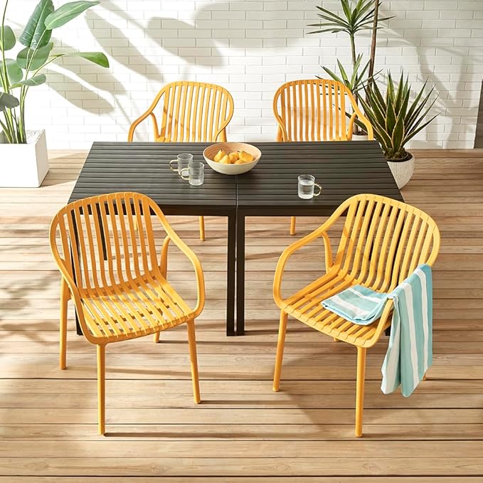 Modern Stackable Outdoor & Indoor Plastic Dining Chairs Set, Armchairs Set - Image 5