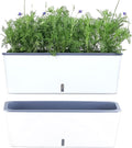 2 Pack Rectangular Planter 17 x 4.5 in Self Watering Planter Window Sill by Planterhoma