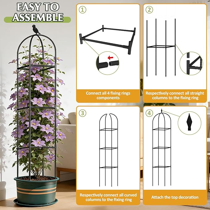 Square Tomato Cages for Garden, 6.2 FT Cucumber Trellis for Flowers, Rustproof - Image 7