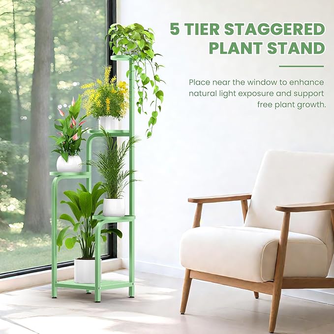 TOSKING 5 Tier Tall Plant Stand Indoor Outdoor, Heavy Duty Corner Shelf - Image 6