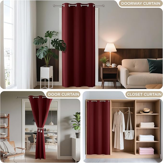 Joydeco Blackout Door Curtain for Doorway Privacy 108 Inches Long, Grommet - Image 4