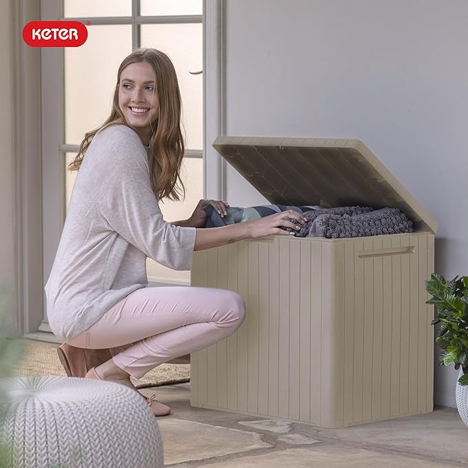 Keter City 30 Gallon Resin Outdoor Storage Box & Patio Side Table - Image 10