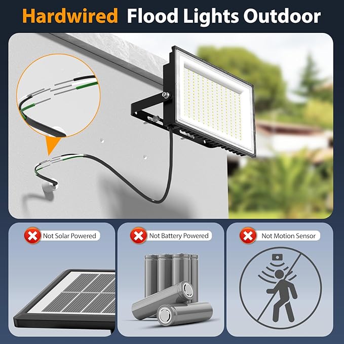 Onforu 200W LED Flood Lights Outdoor, 18000LM Bright Security Light, IP66 - Image 2