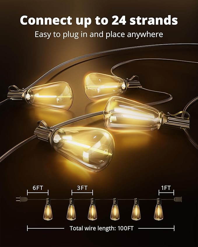 VIPAR LED Outdoor String Lights, 100FT Patio Lights - Image 5