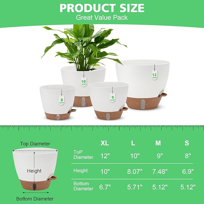 12" 10" 9" 8" Self Watering Pots - Image 2