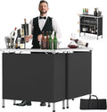 VINGLI 39" Portable Bar Table, 3-Tier Shelves, Mobile Bar Table by VINGLI