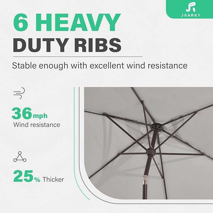 JEAREY 6.5x10 ft Rectangular Patio Umbrellas Rectangle Outdoor Umbrella - Image 9