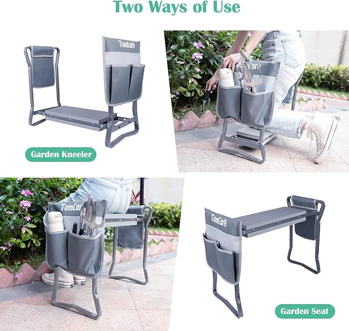 TomCare Garden Kneeler Seat Garden Bench Garden Stools Foldable Stool - Image 3