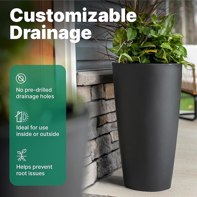 Step2 Tremont Tall Round Tapered Planter, Indoor/Outdoor Plants, Efficient - Image 6