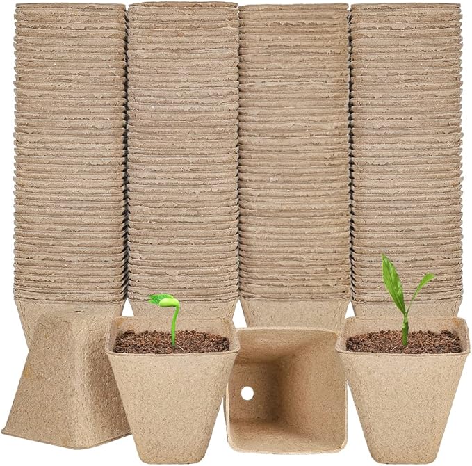 126 Packs Square Peat Pots, 3.15 Inch Seed Starting Pots by YESIACE
