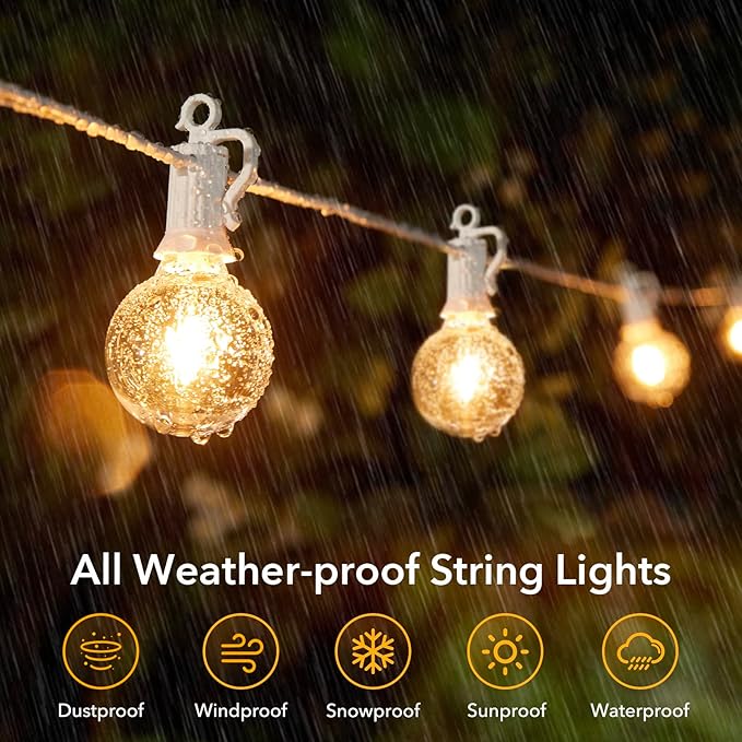 Brightown Outdoor String Lights, 50FT 25 G40 Bulbs Shatterproof Patio Lights - Image 4