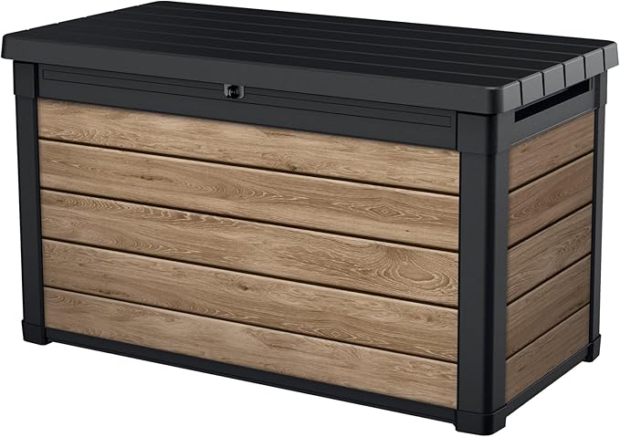 Keter Ashwood 100 Gallon Resin Deck Box Organization and Storage by Keter