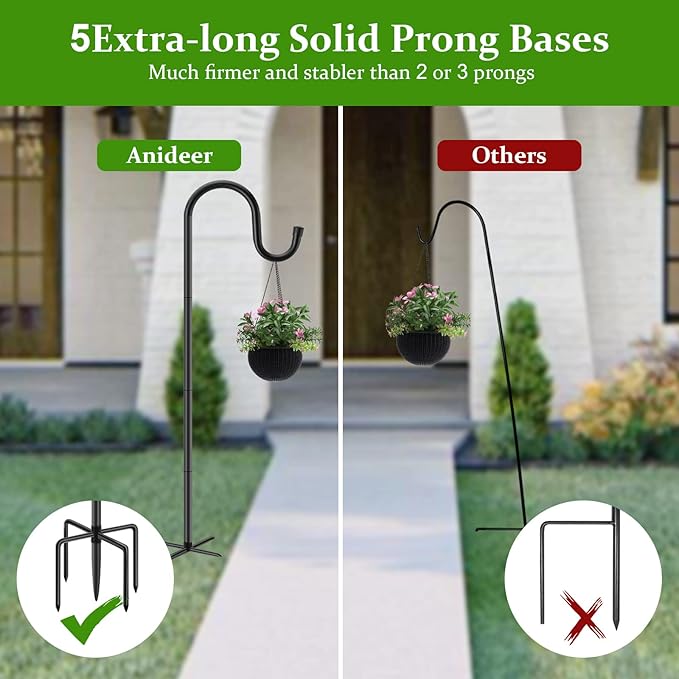 48 Inch Shepherds Hooks for Outdoor, Heavy Duty Bird Feeder Pole - Image 8