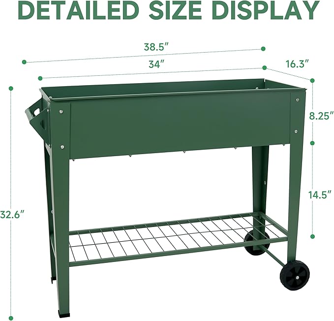 Raised Garden Bed with Legs and Wheels Removable - Image 2