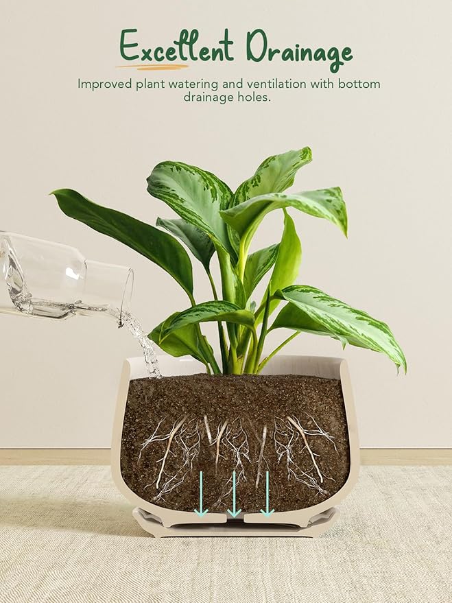 LE TAUCI Plant Pots, 4.1+5.1+6.5 inch, Ceramic Planters - Image 4
