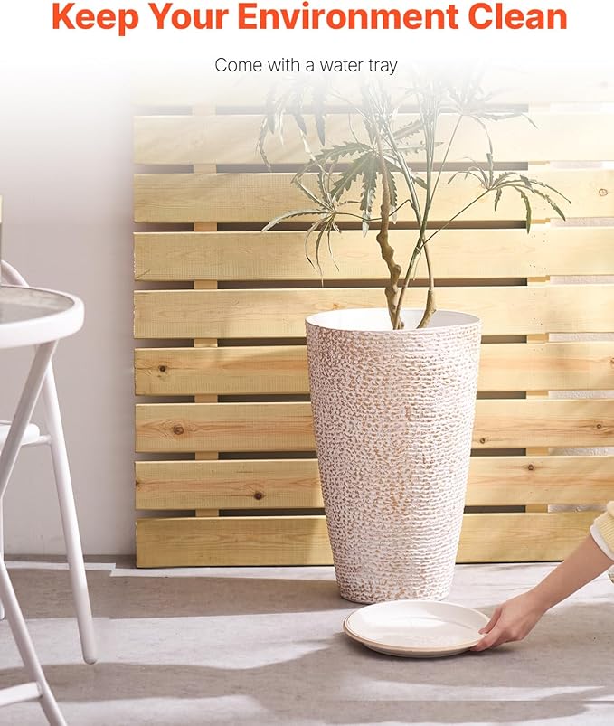 VEVOR Set of 2 Tall Outdoor Planters 21" H, Round Large Planters - Image 2