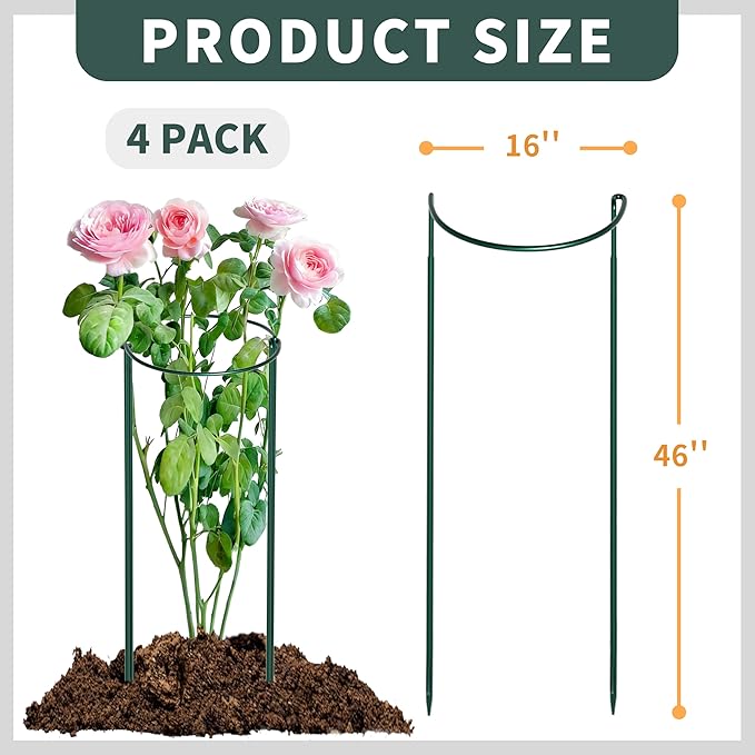 Garden Plant Support Cagess, High Heavy Duty Interlinked Half Round Peony - Image 2
